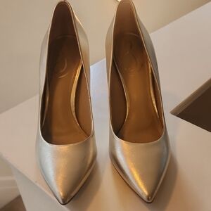 Sam Edelman Silver Stiletto Heels with Pointed Toe